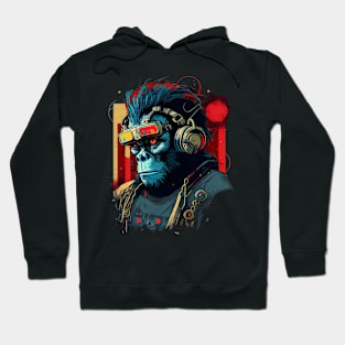 Anime Cyber Ape (Sci-Fi Ape Vintage Retro Future Design Cyberpunk Space Ape) Hoodie